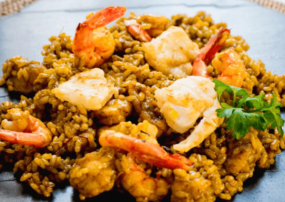Arroz con gamba roja